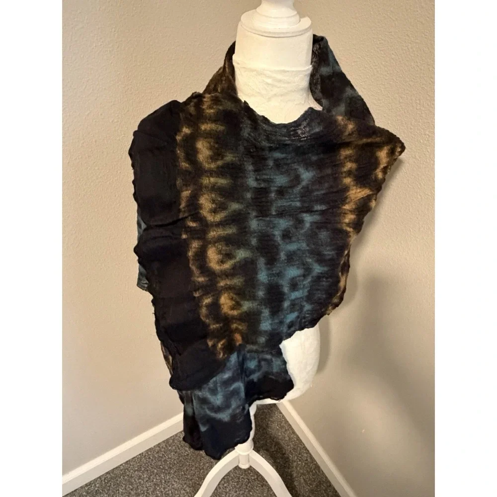 Asian Eye Soft Wool Silk Blend‎ Rectangle Scarf Shawl 61